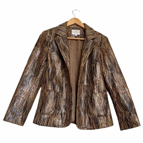 Erin London Faux Leather Snake Texture Blazer SZ S - Picture 2 of 5